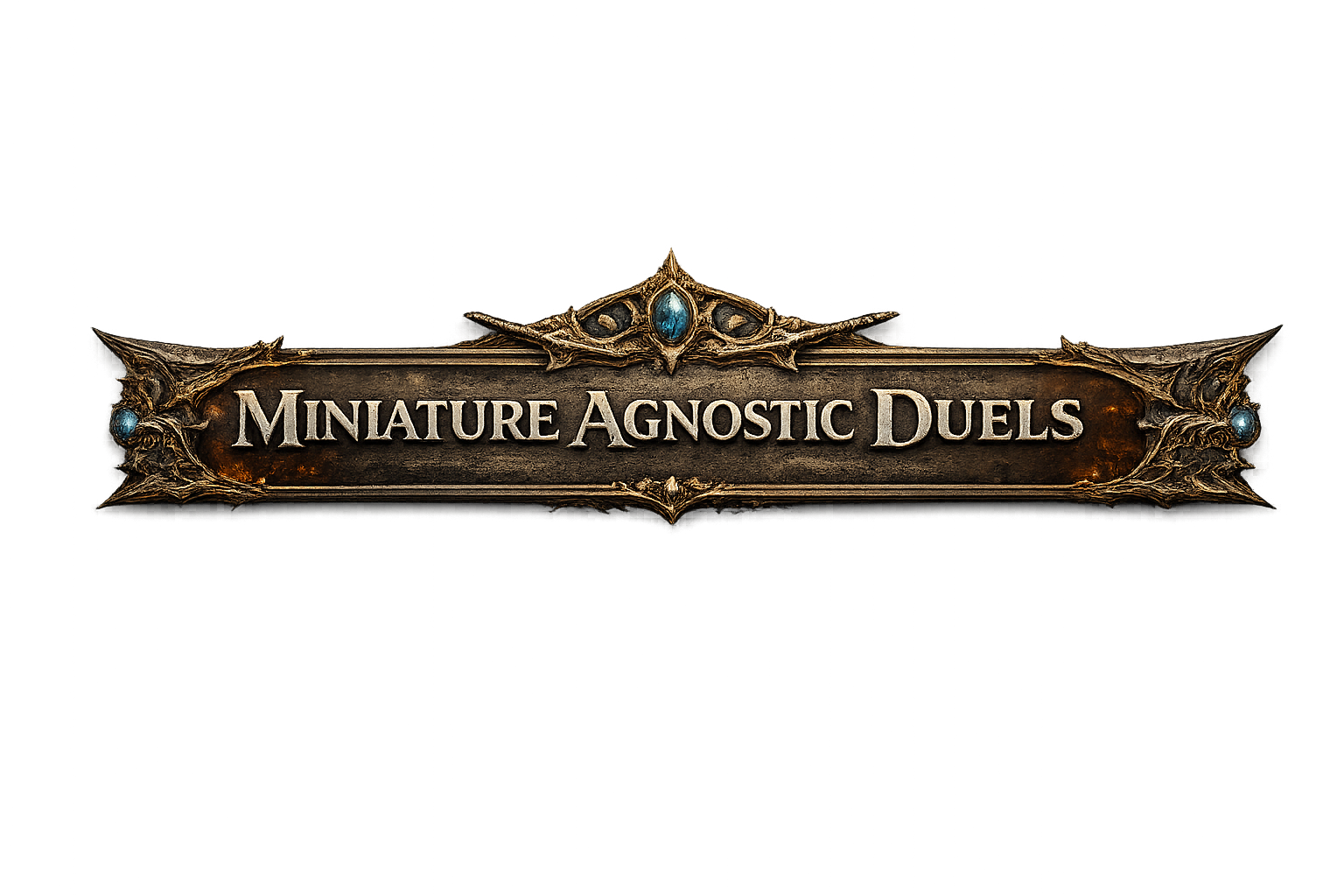 Miniature Agnostic Duels ornate title banner